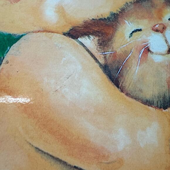 Vintage Eureka USA Baby Christmas Angel Kitty Cat Paper Cut Out 10x16" 2 Sided - Picture 6 of 12